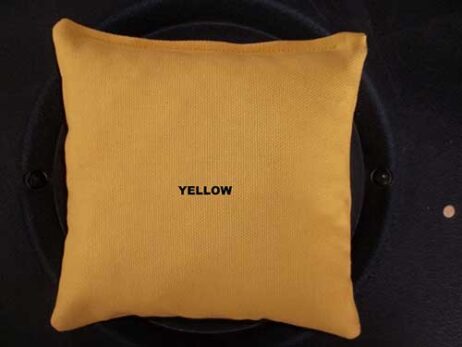 yellow cornhole bag