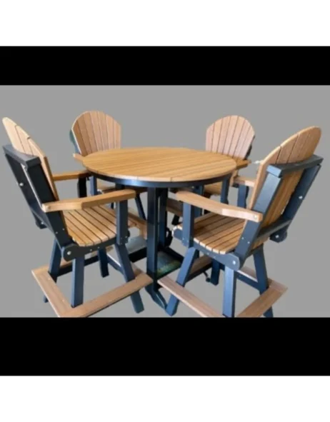 Fan Back Swivel Chair for 36” High Table - Wrap Around Step